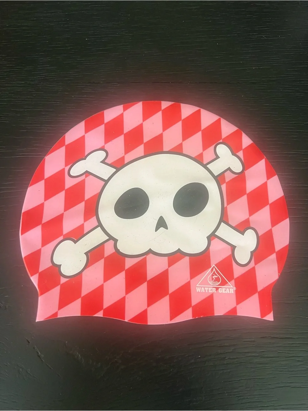 Kids Red & Pink Skull Swim Cap -